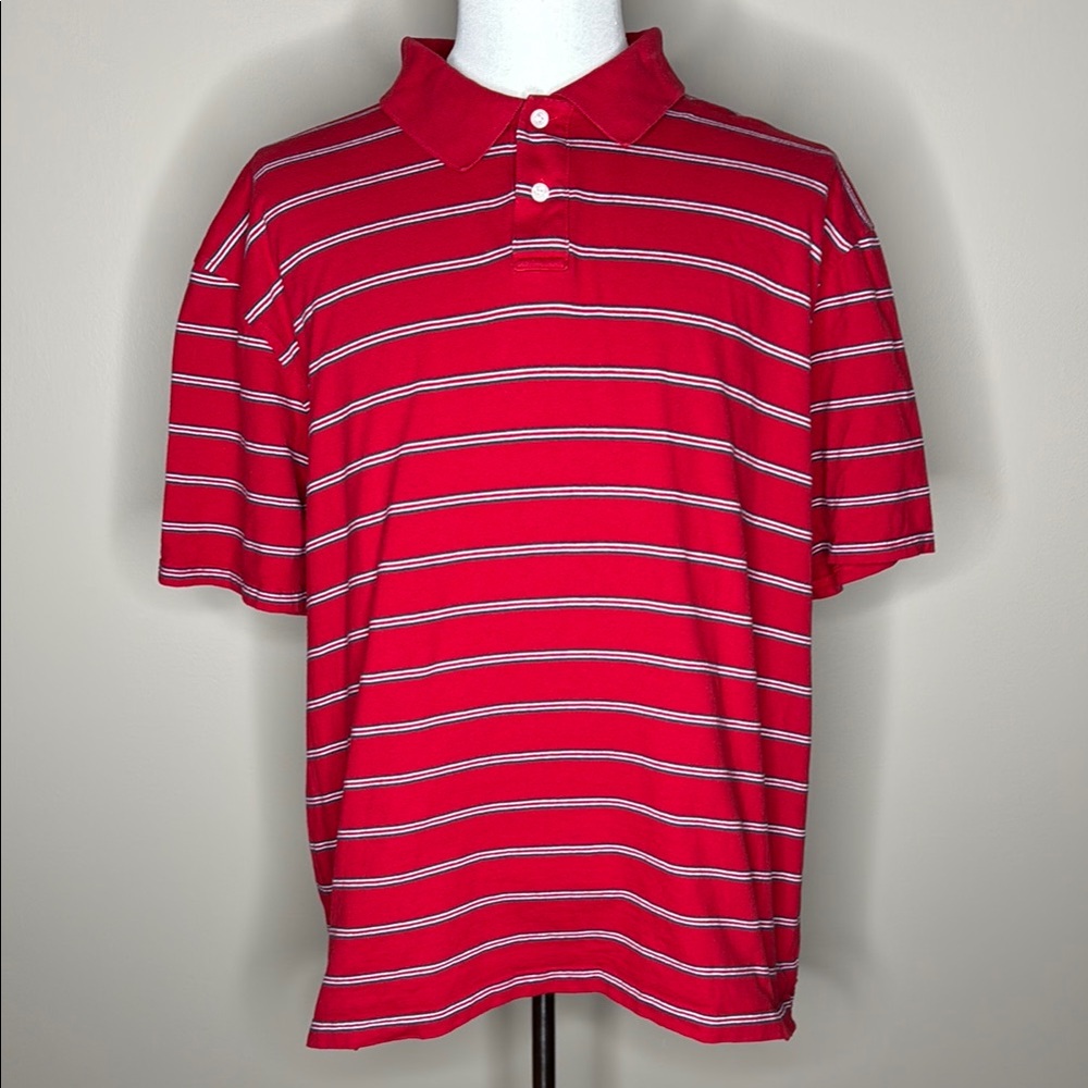 Consensus Classic Polo mens short sleeve polo shirt red striped size XXL.